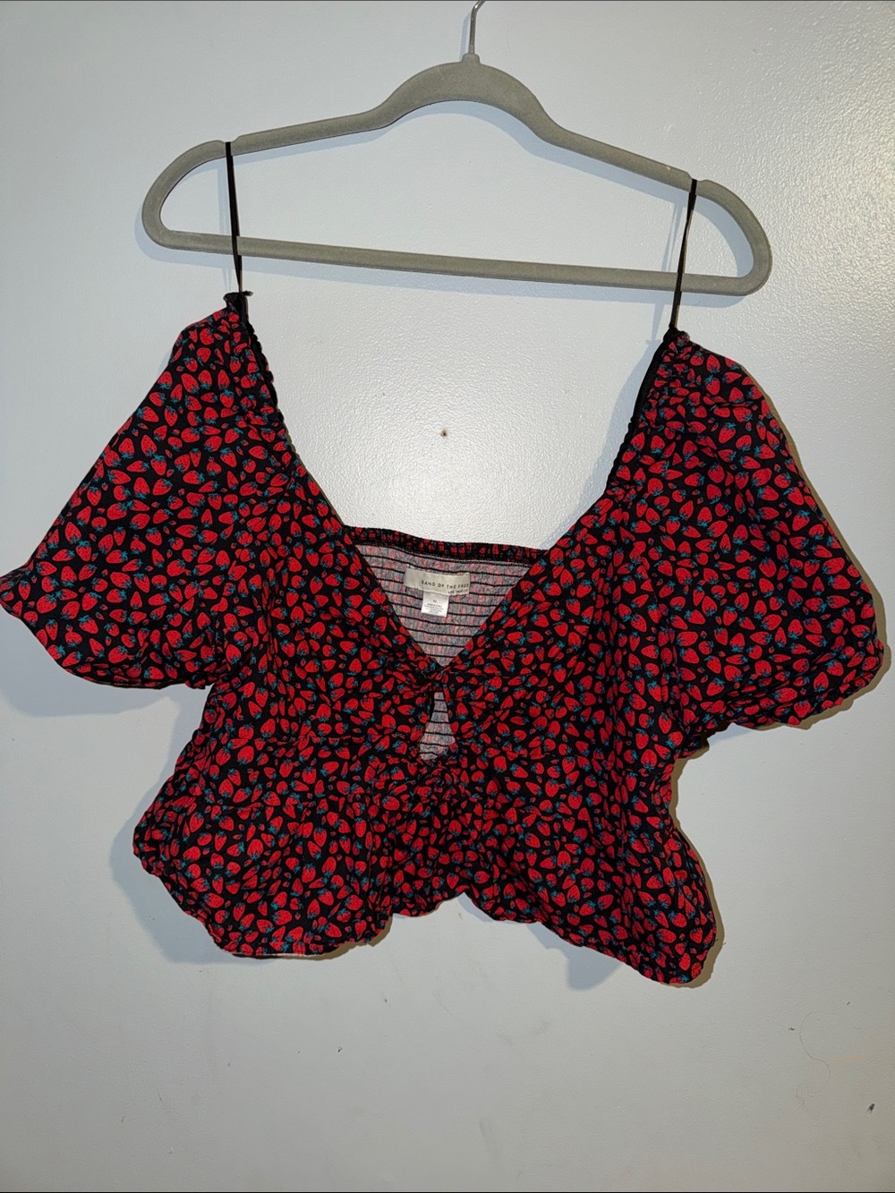 Strawberry Crop Top with Center Cutout